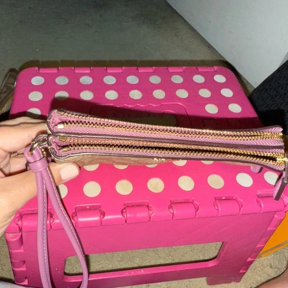 Coach Beige and Pink Signature Wristlet - Picture 2 of 4